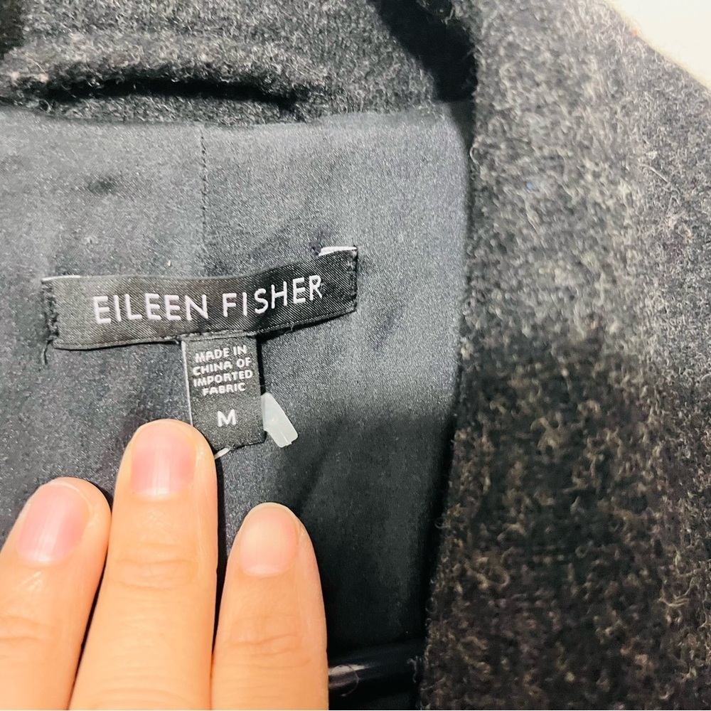Eileen Fisher Coat Women’s Wool Blend Open Front Black Size M - Picture 2 of 9